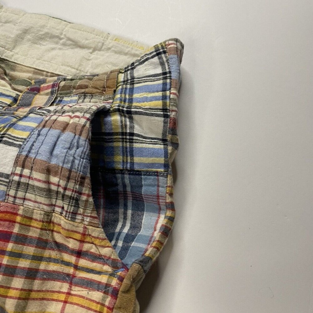 Khaki Men’s Madras Plaid Patchwork Chino Shorts Multicolor Size W 32 - Picture 3 of 7